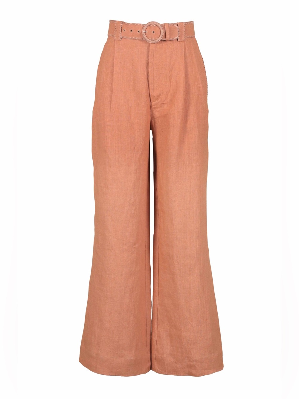 100% LINEN TALL WIDE LEG COTTON Terracotta pants Belt Ralph Lauren Lulu zagame